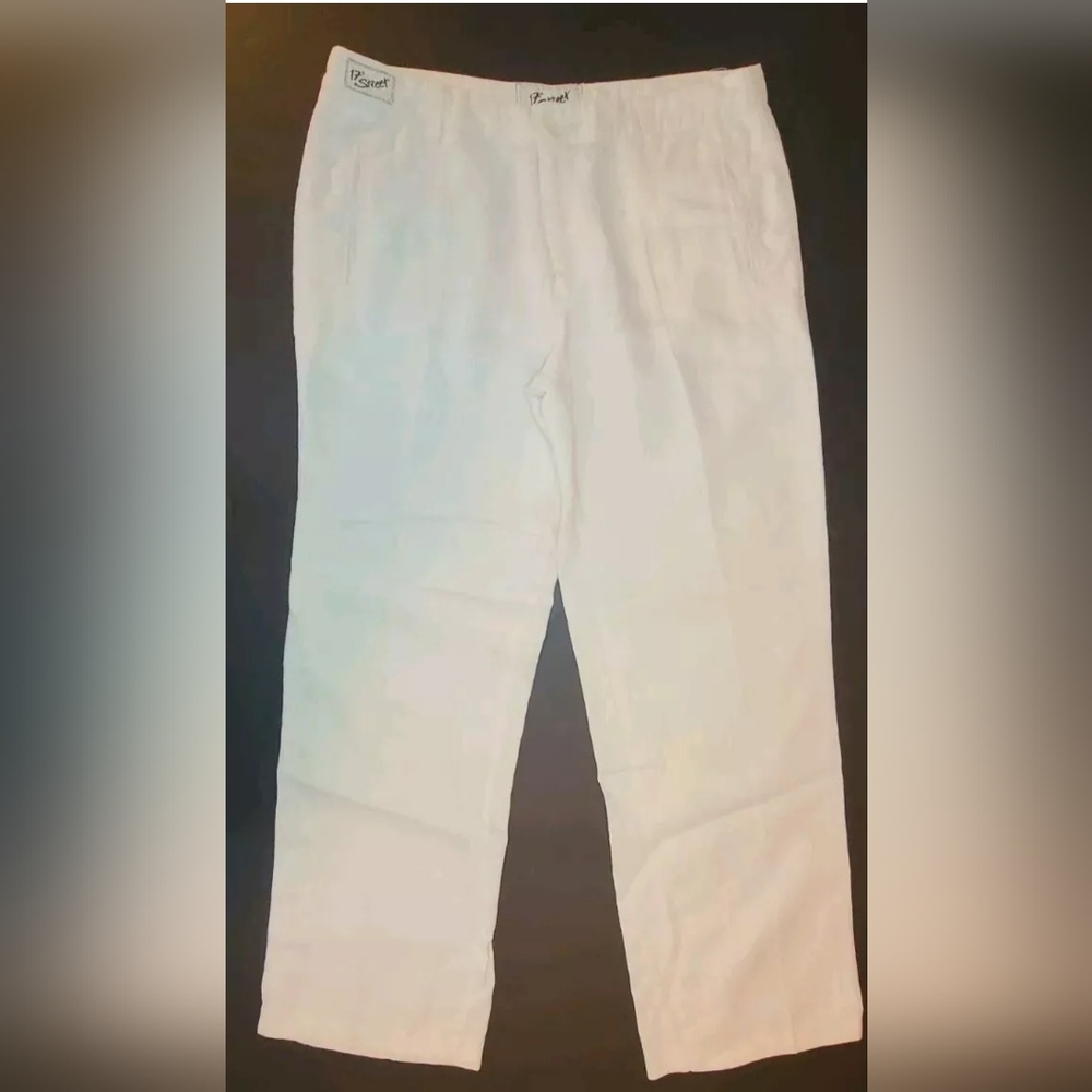 17th Street Mens 100% Linen Pants Straight Dyed & Softened Ivory Size 36×31